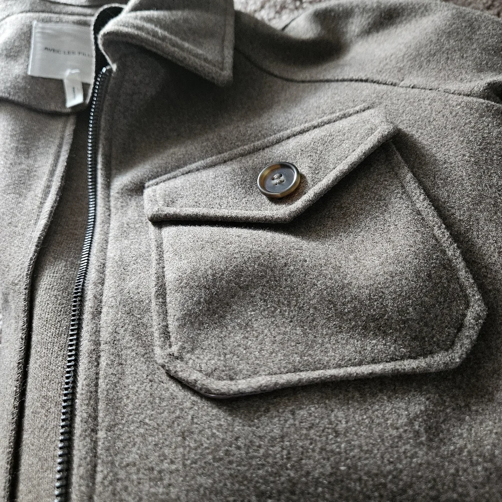 Anthropology avec les fillas zip jacket collar winter coat medium Brown Minimal - Picture 9 of 12